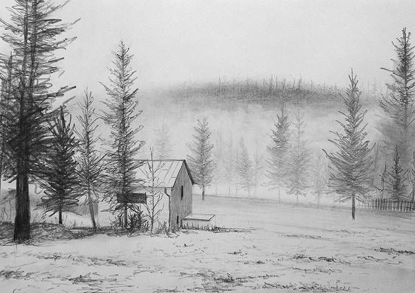 600x424 How To Draw A Snowy Landscape Learn To Draw In Drawings - Snow Landscape Drawing