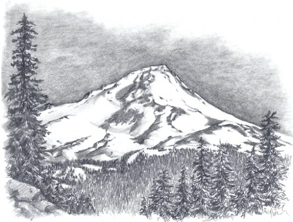 600x454 Landscape Drawing Basics - Snow Landscape Drawing