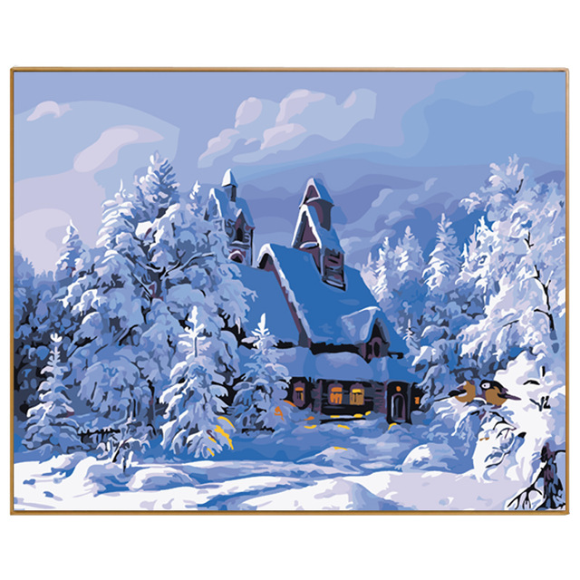 640x640 Phkv Winter Snow Landscape Picture Diy Oils Painting - Snow Landscape Drawing