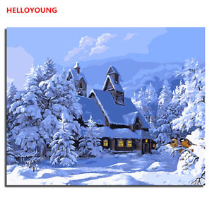 300x300 snow landscape digital oil painting diy handpainted oil paintings - Snow Landscape Drawing
