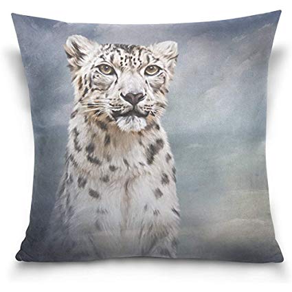 425x425 Drawing Snow Leopard Square Throw Pillow Case Cotton - Snow Leopard Drawing