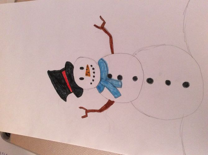 670x500 How To Draw A Snowman Steps - Snow Man Drawing