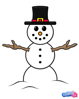 300x377 How To Draw How To Draw A Snowman - Snow Man Drawing