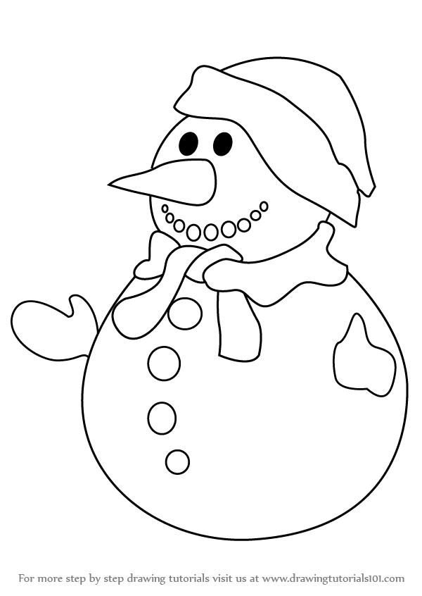 600x846 Learn How To Draw Snowman - Snow Man Drawing
