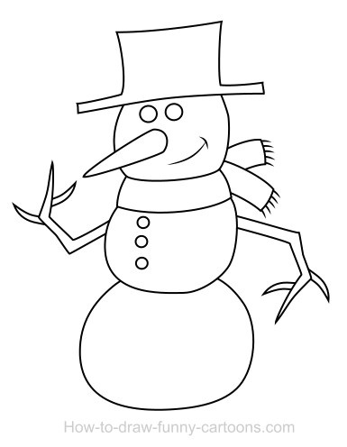 385x496 Drawing A Snowman Cartoon - Snow Man Drawing