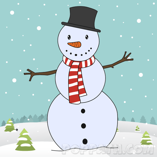 512x512 How To Draw A Snowman Pop Path - Snow Man Drawing