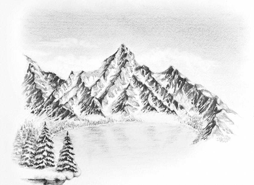 Snow Mountain Drawing at PaintingValley.com | Explore collection of ...