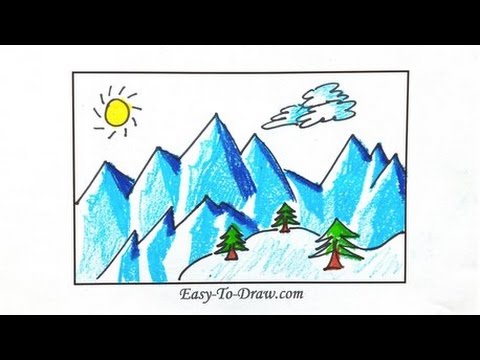 480x360 How To Draw Cartoon Snowy Mountains - Snow Mountain Drawing