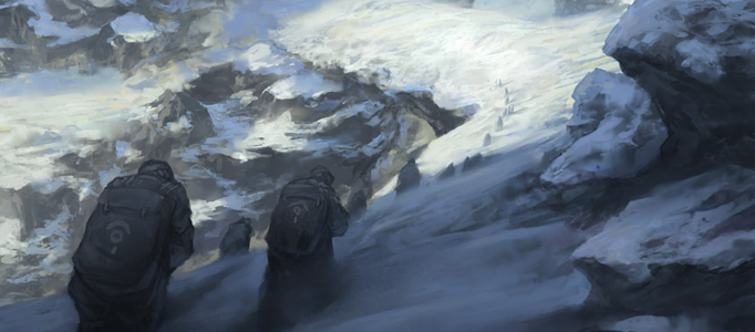 682x300 Painting A Snow Mountain Scenery - Snow Mountain Drawing