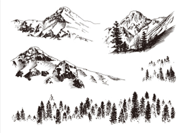 640x452 Snow Mountain Forest Stamp Clear Stamp For Scrapbooking - Snow Mountain Drawing