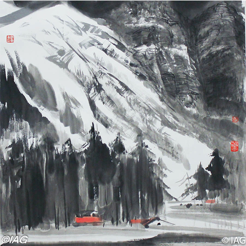 500x500 Forest Of Snow Mountain - Snow Mountain Drawing