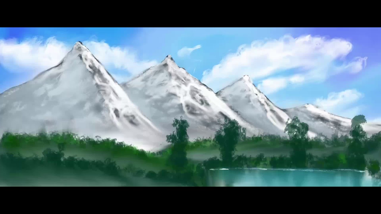 1280x720 Drawing A Landscape With Snow Covered Mountains - Snow Mountain Drawing