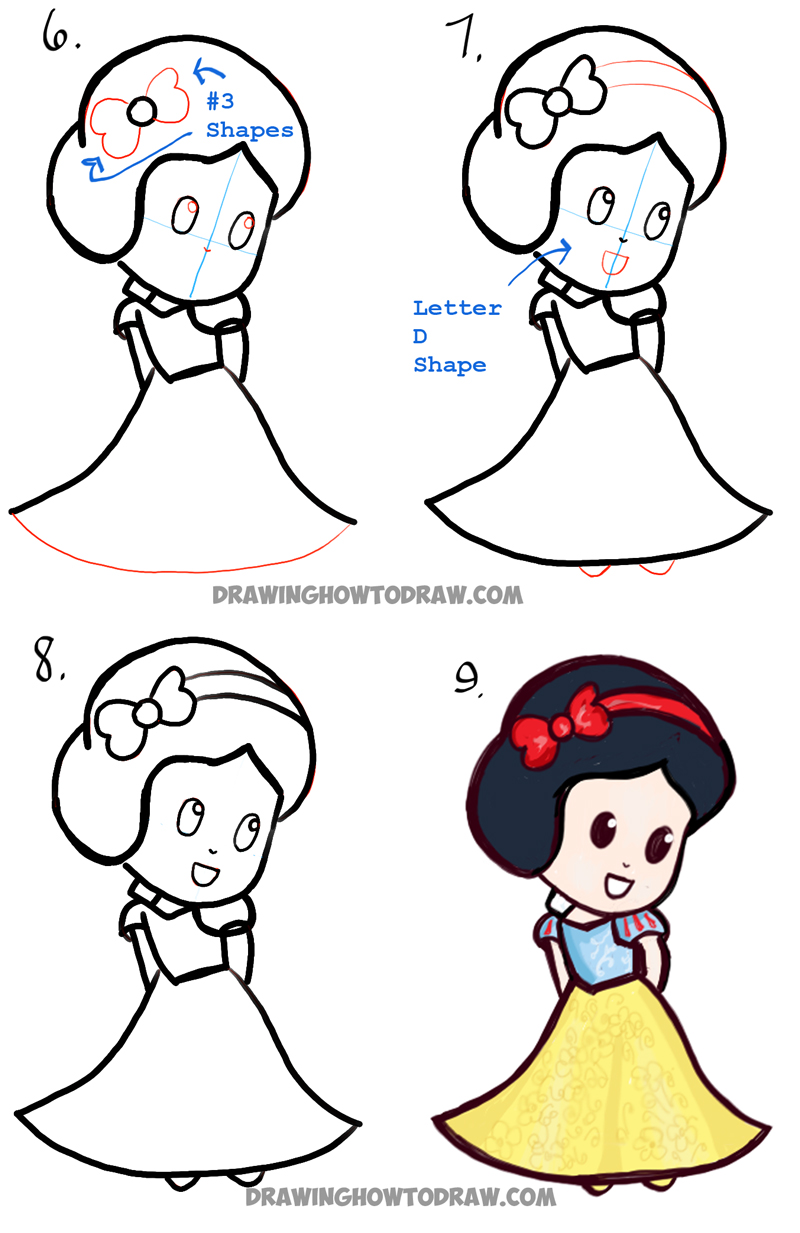 800x1233 How To Draw Cute Baby Chibi Snow White In Simple Step - Snow White Cartoon Drawing