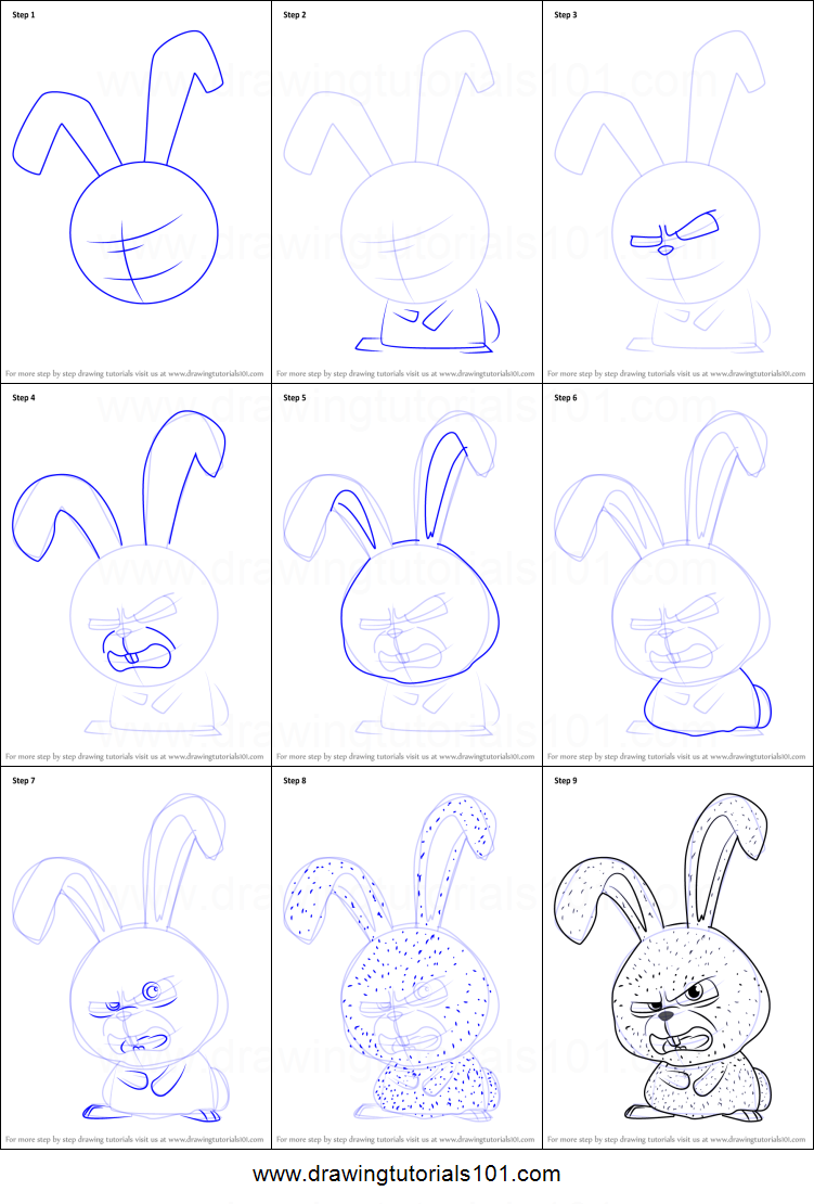 751x1110 how to draw snowball from the secret life of pets printable step - Snowball Drawing