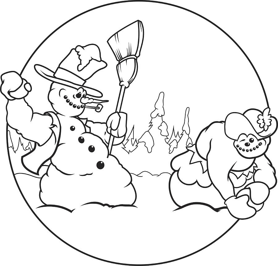900x859 snow couple snowball fight bw drawing - Snowball Drawing