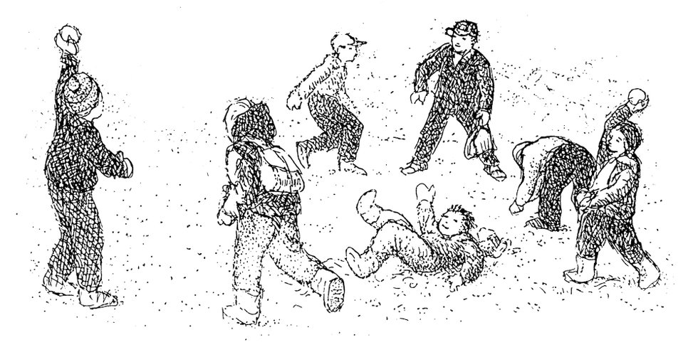 980x495 in love with winter on a moonlit night - Snowball Fight Drawing