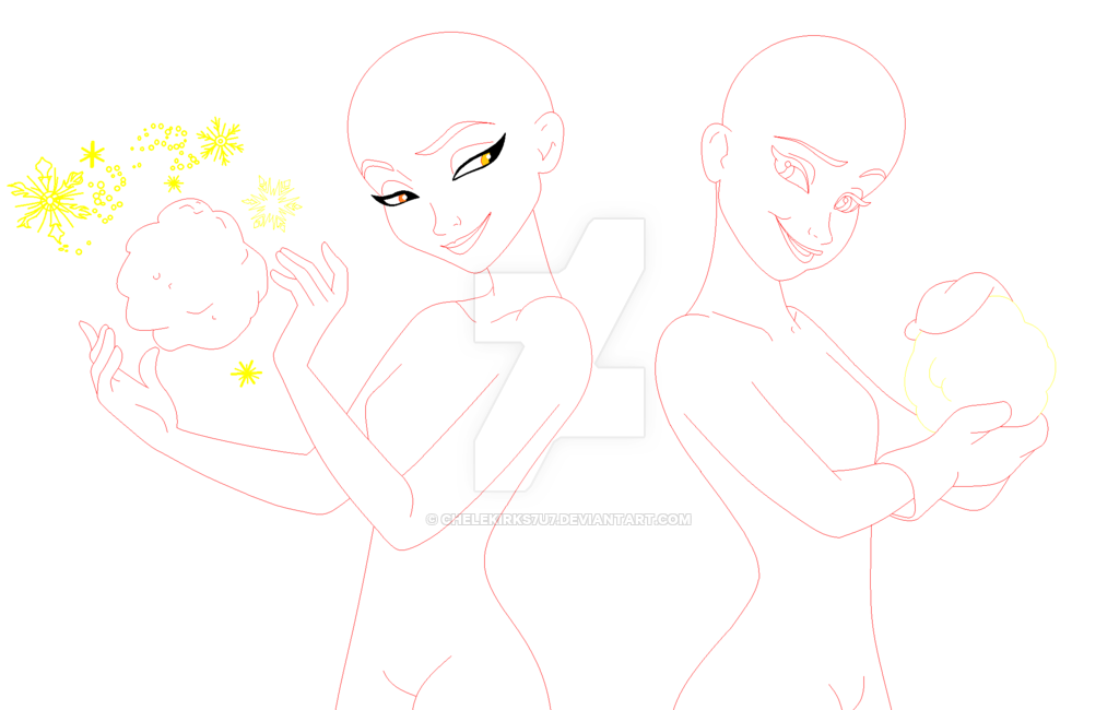 1024x650 anna and elsa snowball fight base wip - Snowball Fight Drawing