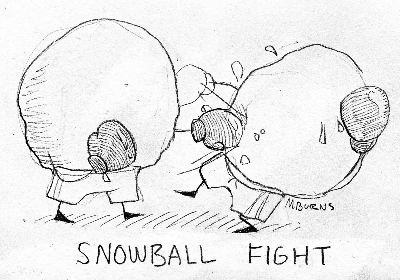 1600x1121 project - Snowball Fight Drawing