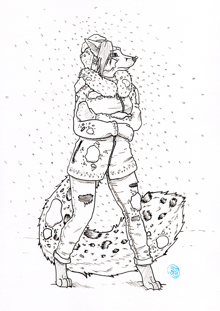 707x1000 artstation - Snowball Fight Drawing