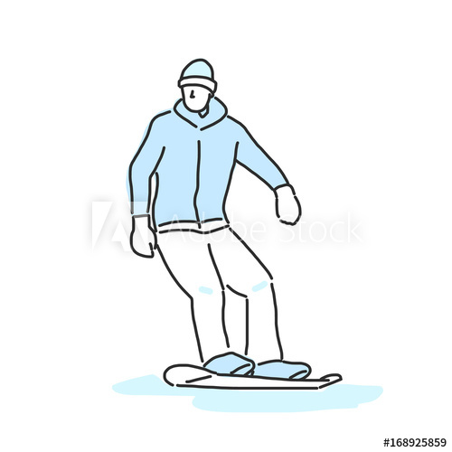 500x500 Snowboard And Snowboarding Winter Sport, Line Drawing Hand Drawn - Snowboard Drawing