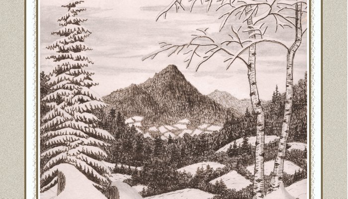 700x401 Northeast Snowfall Vintage Pen And Pencil Drawing Pillow Sham - Snowfall Drawing