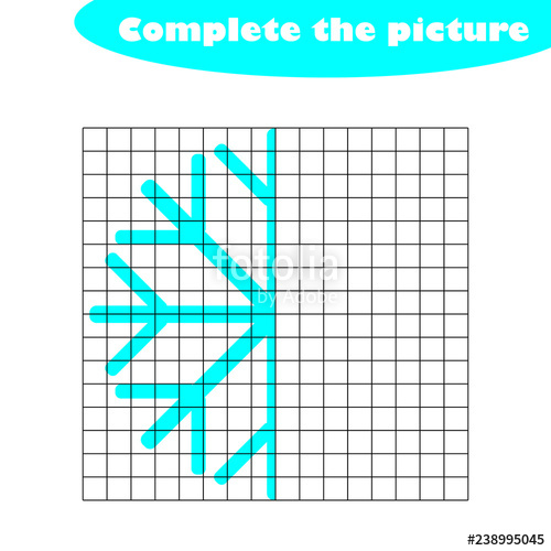500x500 complete the picture, snowflake in cartoon style, drawing skills - Snowflake Cartoon Drawing