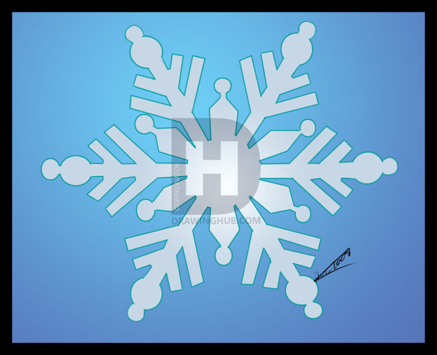 885x720 how to draw a snowflake, step - Snowflake Drawing