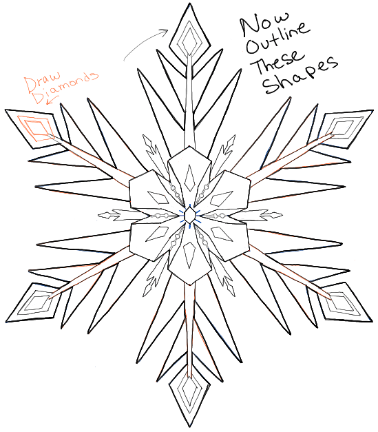 549x627 How To Draw Snowflakes From Disney Frozen Movie With Easy - Snowflake Drawing