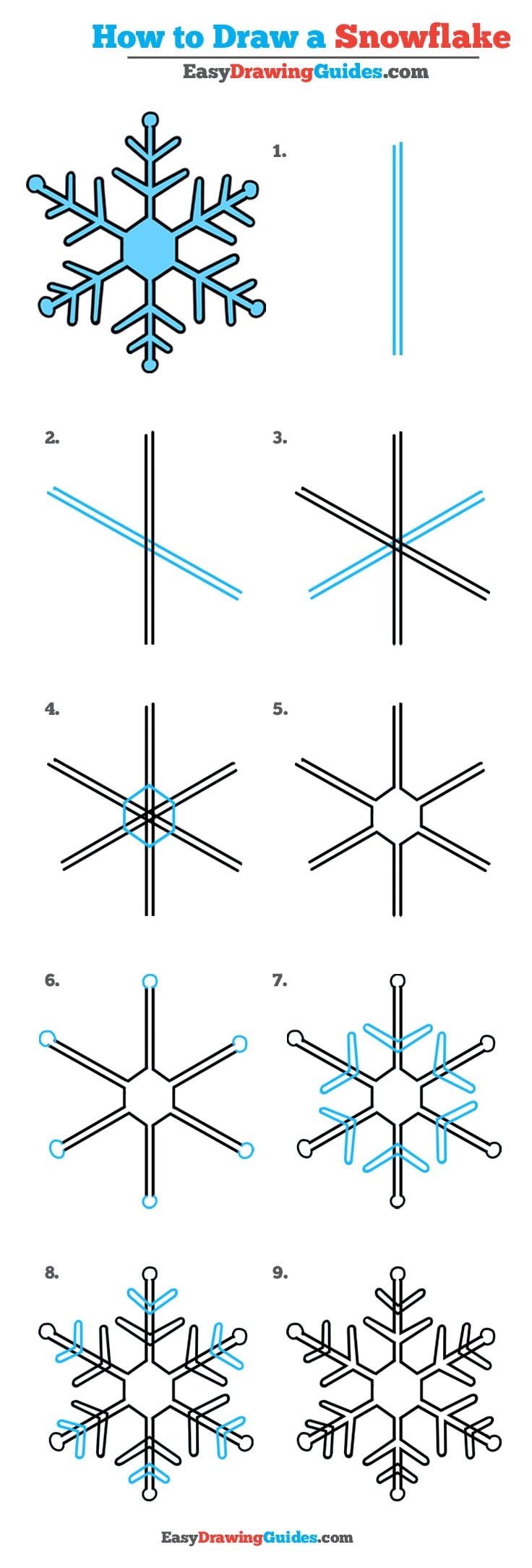 736x2167 how to draw a snowflake - Snowflake Drawing