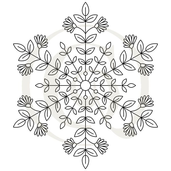 600x600 botanical winter snowflake svgdxf snowflakes drawing craft - Snowflake Drawing