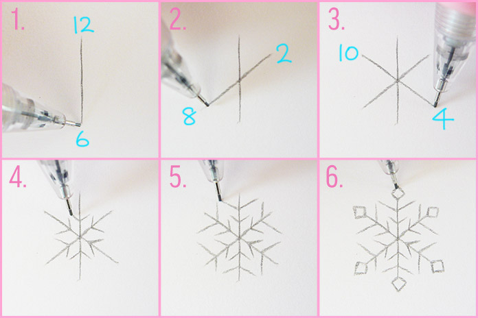 696x464 how to draw snowflakes nailbees - Snowflake Drawing Images