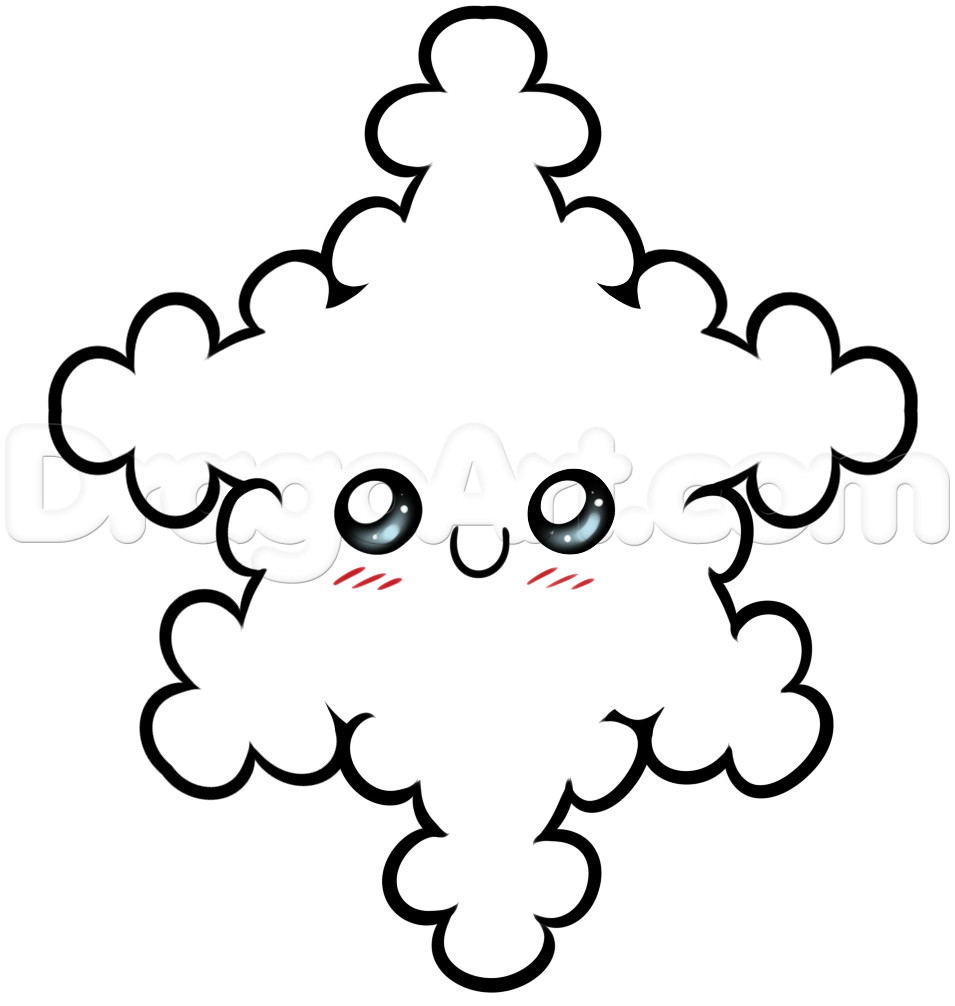 955x1006 Step Kawaii Art, Snowflake Drawing Lesson - Snowflake Drawing Images
