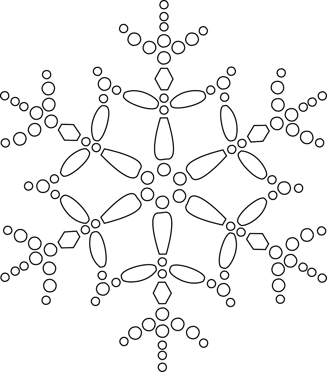1127x1280 Free Snowflake Image Black And White Template - Snowflake Drawing Template