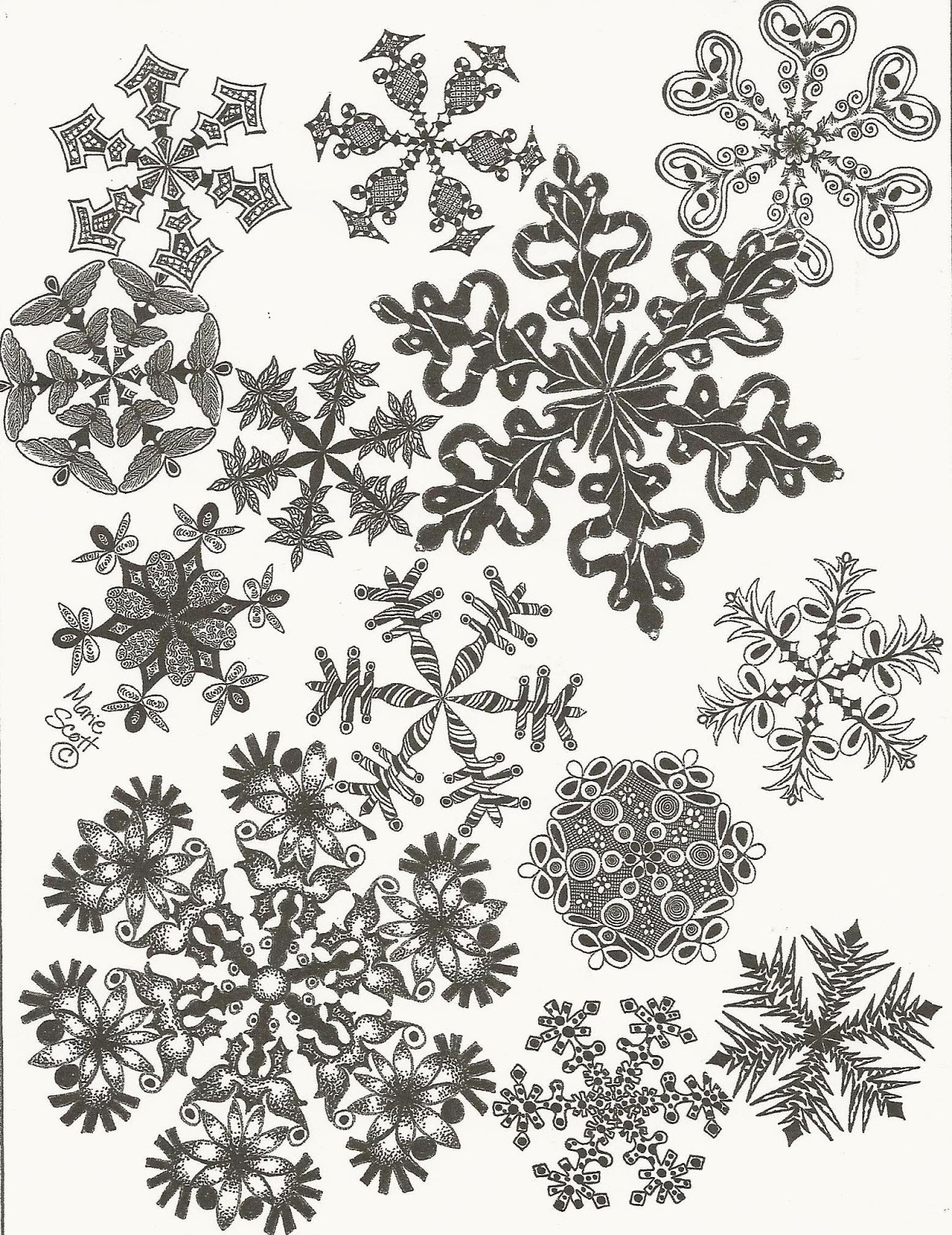 1233x1600 easy drawing of snowflakes hand drawn snowflakes set - Snowflake Line Drawing
