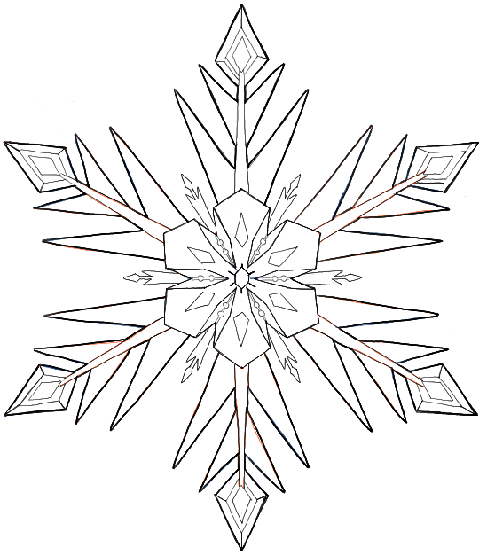 549x626 how to draw snowflakes from disney frozen movie with easy - Snowflake Line Drawing