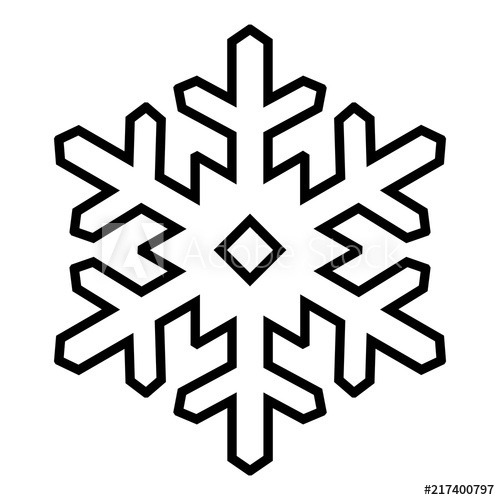 500x500 Simple, Flat Snowflake Line Art Icon Isolated On White - Snowflake Line Drawing