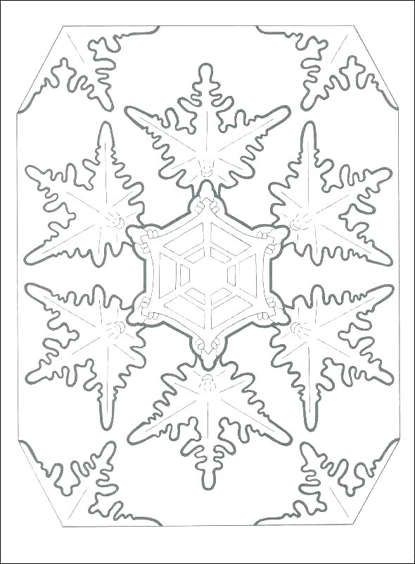 590x800 Simple Snowflake Coloring Pages Printable For Line Drawing - Snowflake Line Drawing