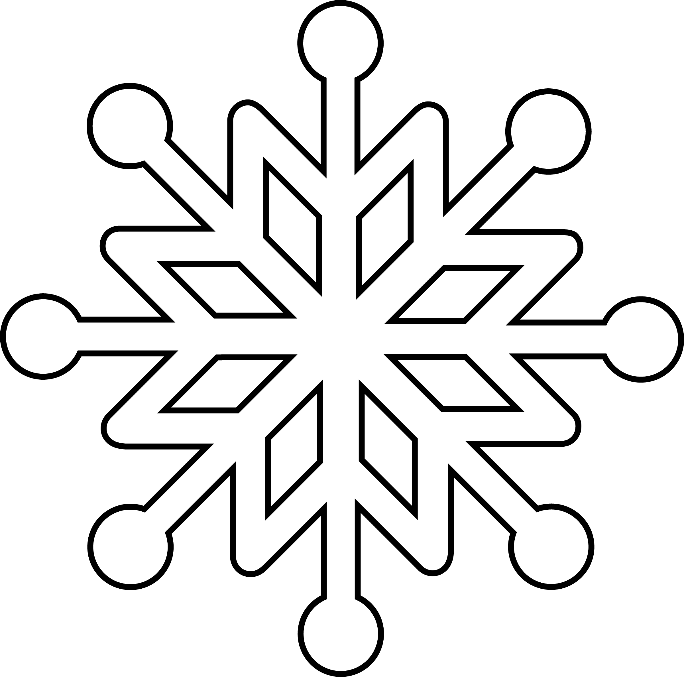 2400x2375 Snowflake Line Drawing - Snowflake Line Drawing