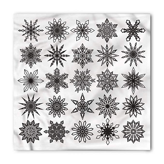 679x679 lunarable snowflake bandana, thin line drawing snow - Snowflake Line Drawing