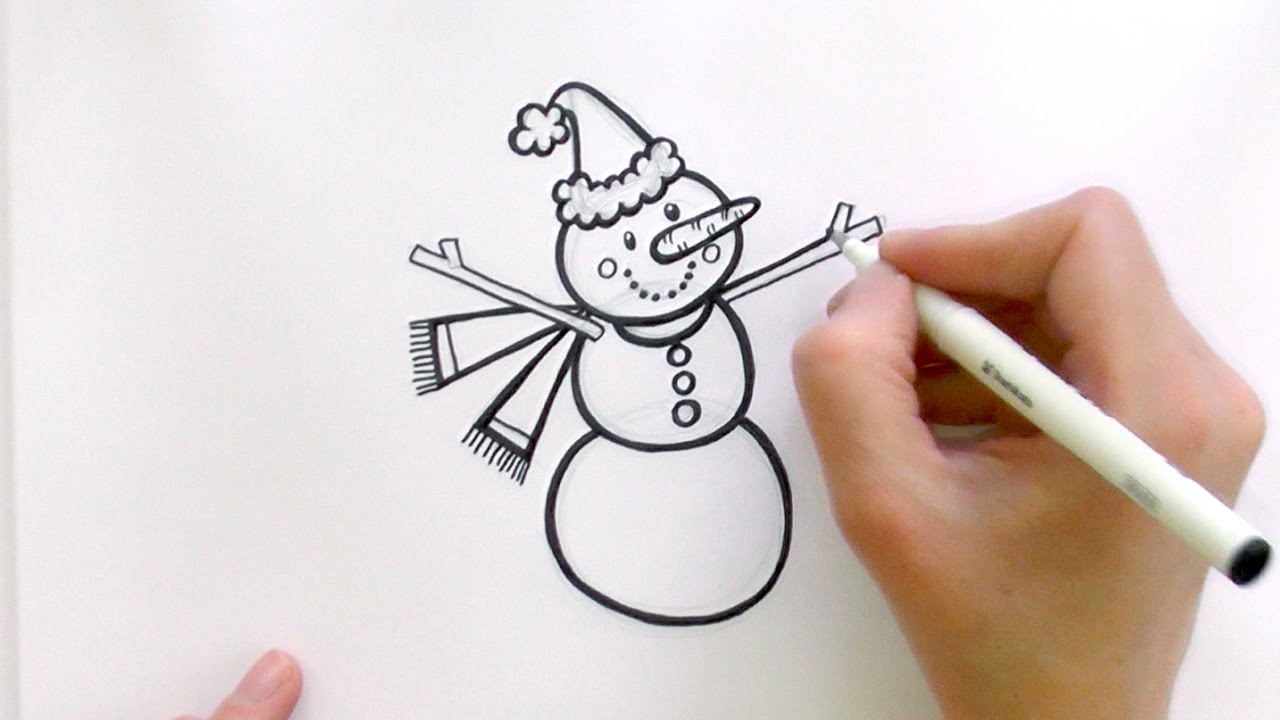 1280x720 how to draw a snowman - Snowman Cartoon Drawing