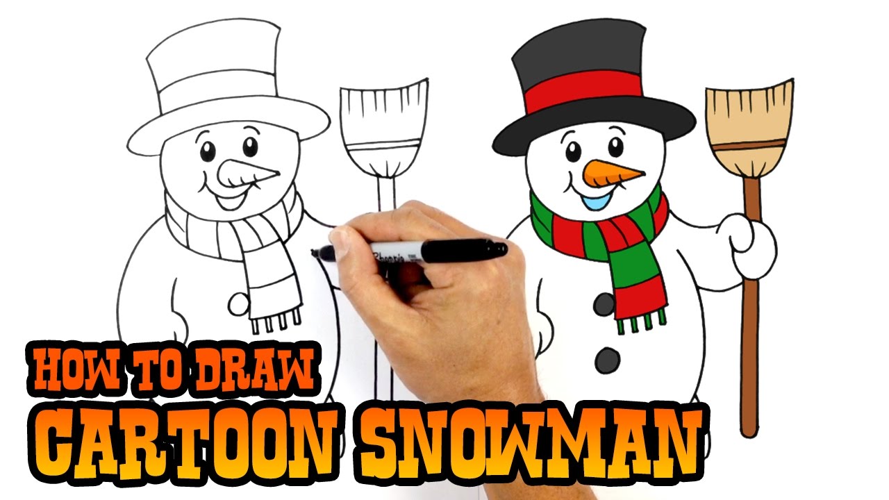 1280x720 how to draw a snowman art lesson for kids - Snowman Cartoon Drawing