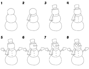 350x271 easy directed draw snowman - Snowman Directed Drawing