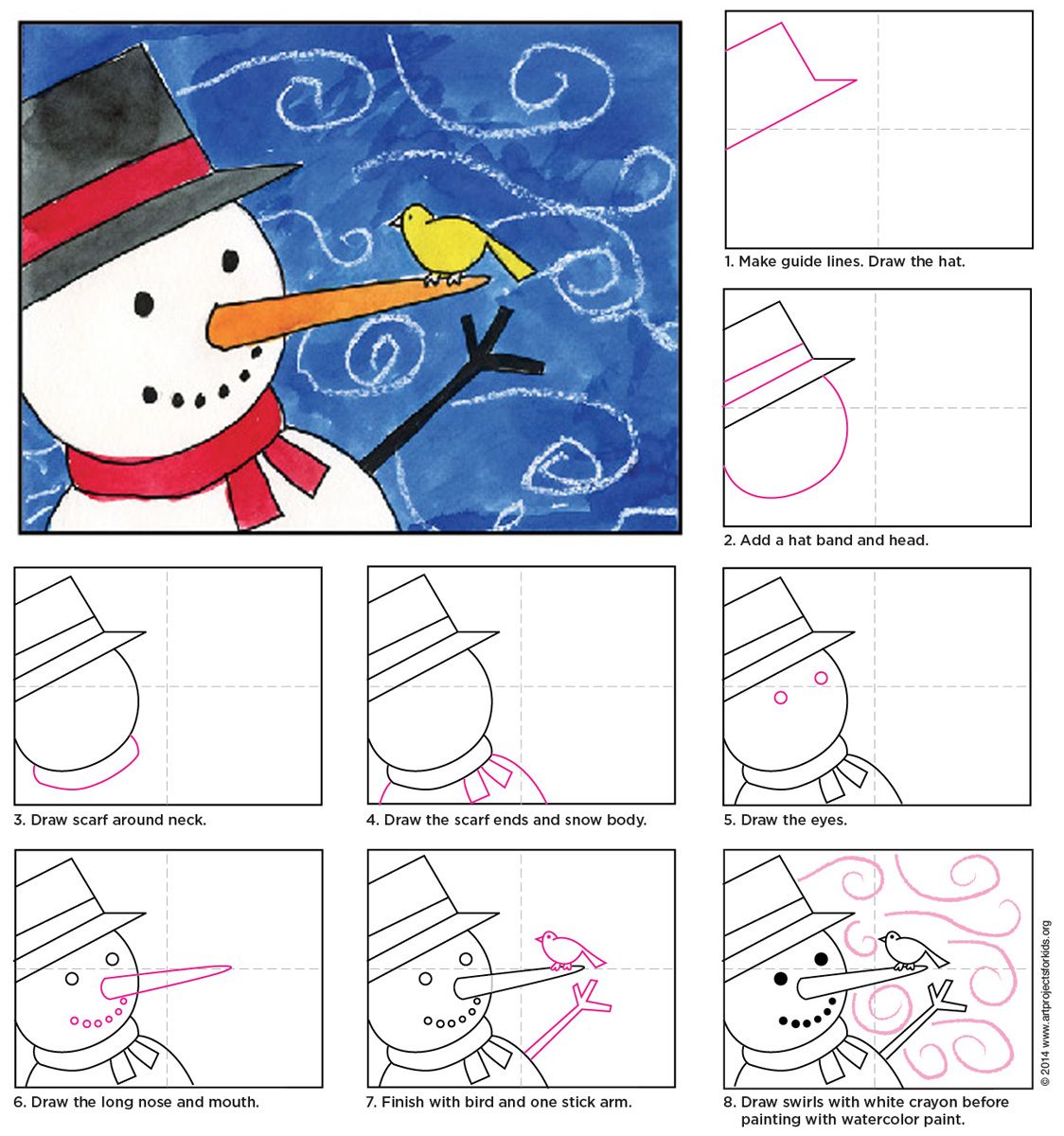 1124x1200 How To Paint A Snowman Art, Classroom Art - Snowman Directed Drawing
