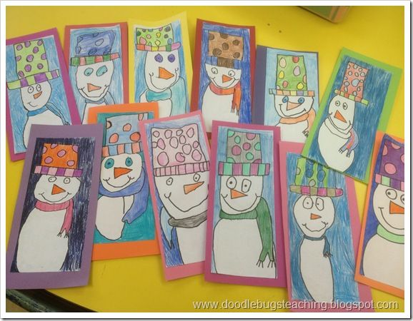 578x450 snowmen directed art lesson kindergarten - Snowman Directed Drawing