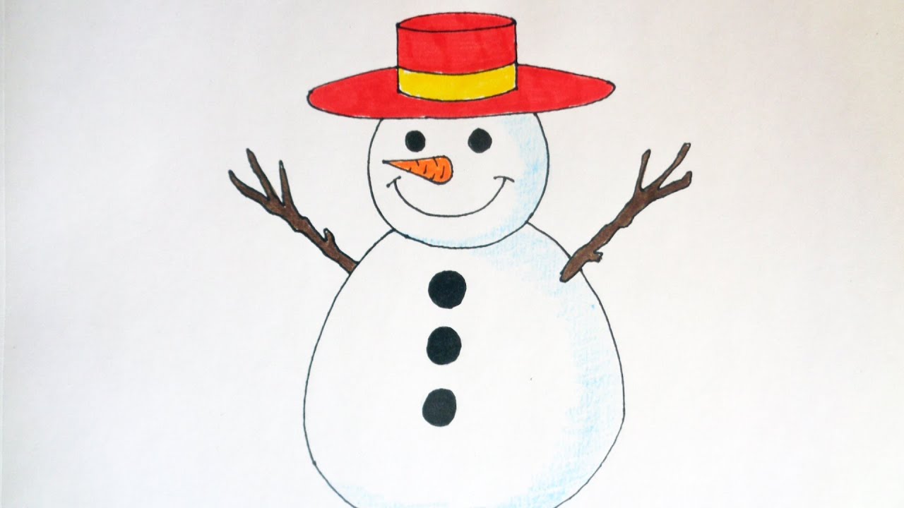 1280x720 How To Draw A Snowman, Christmas Stuff, Pictures - Snowman Drawing