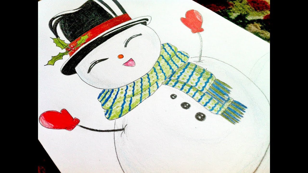 1280x720 How To Draw A Cute Snowman Drawing Tutorial For Kids - Snowman Drawing For Kids