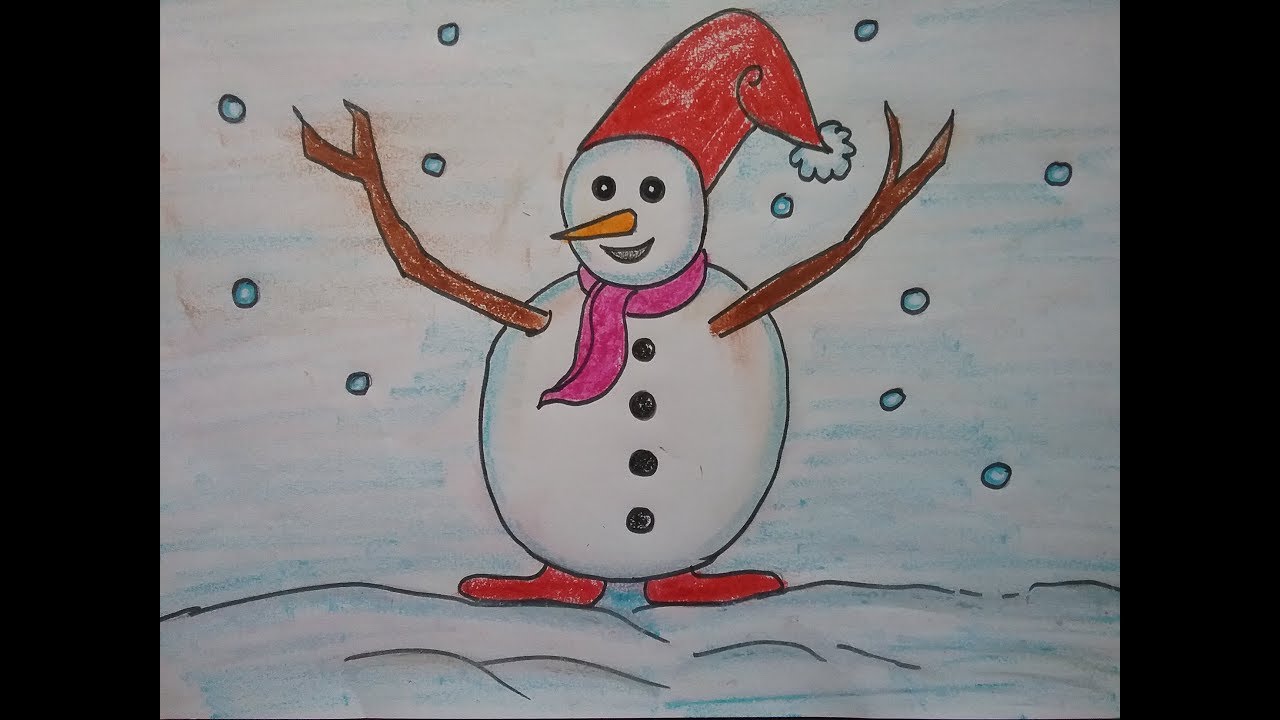 1280x720 how to draw a snowman easily for kids christmas snowman drawing - Snowman Drawing For Kids