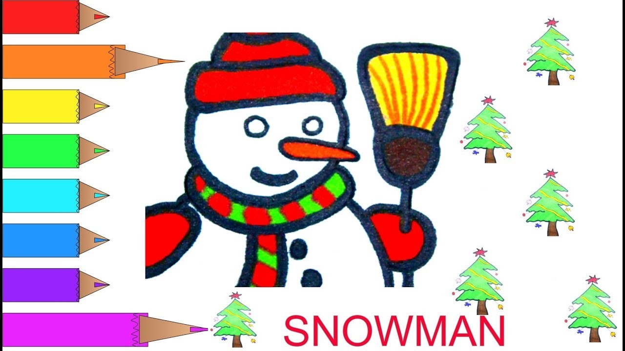 1280x720 snowman christmas coloring pages, how to draw snowman, drawing - Snowman Drawing For Kids