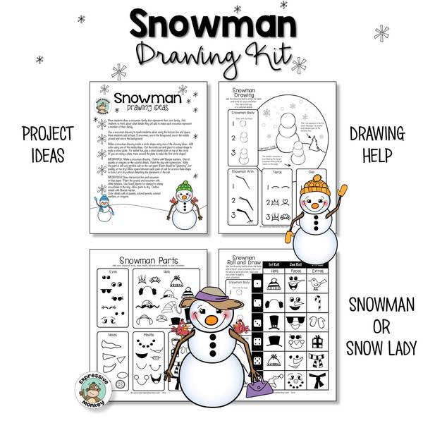 600x600 snowman drawing kit expressive monkey - Snowman Drawing Images