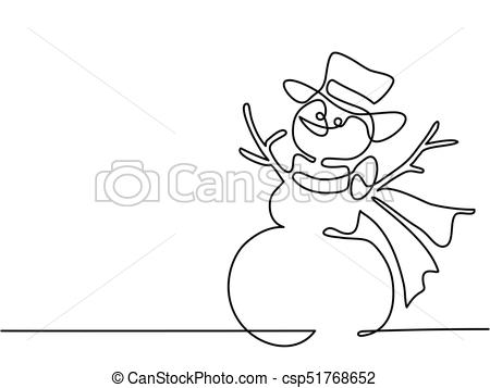 450x357 Christmas Winter Snowman Continuous Line Drawing Christmas - Snowman Line Drawing